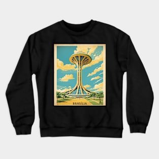 Brasilia Brazil Vintage Tourism Travel Poster Crewneck Sweatshirt